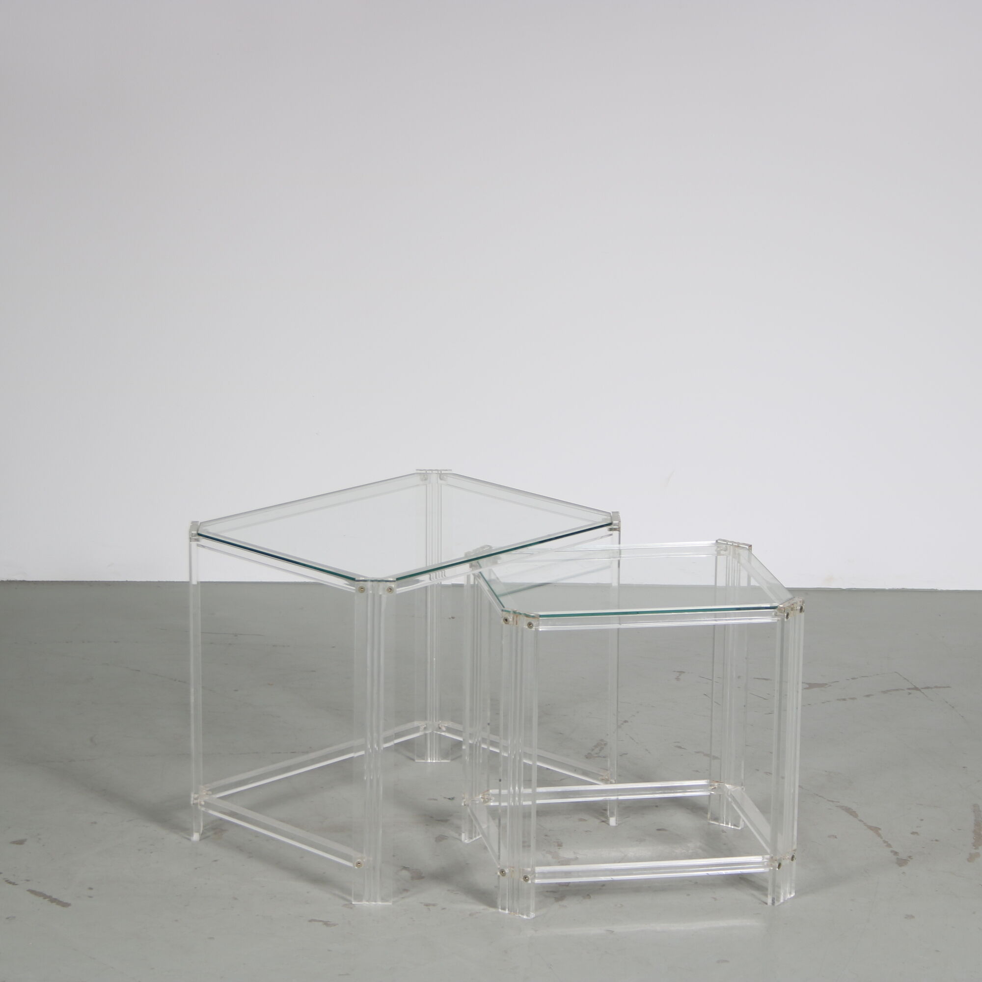 1970s Pair of acrylic nesting tables from Italy