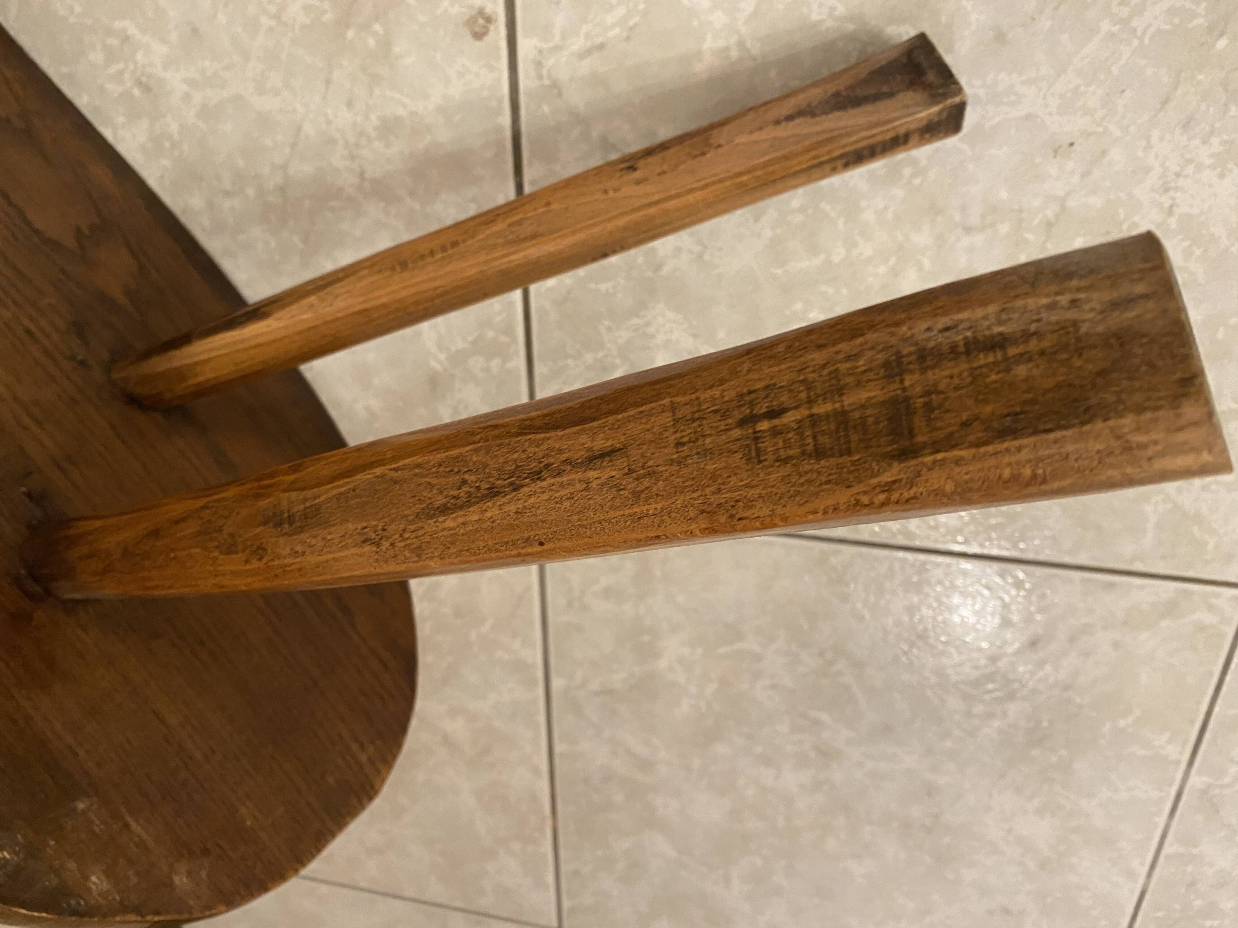 Small brutalist solid wood bench