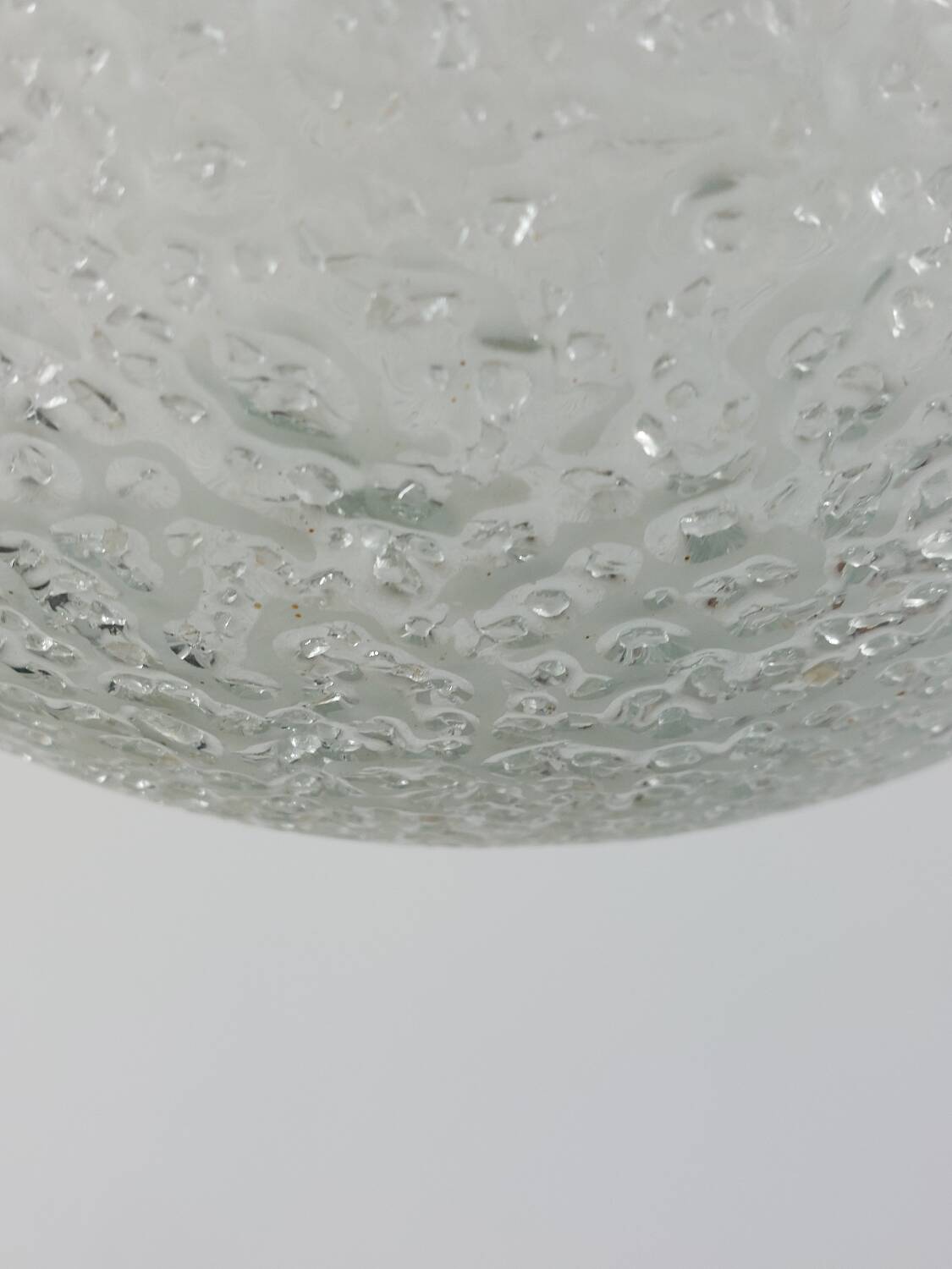 Vintage brass and frosted glass suspension, mid-century style, Doria Germany.