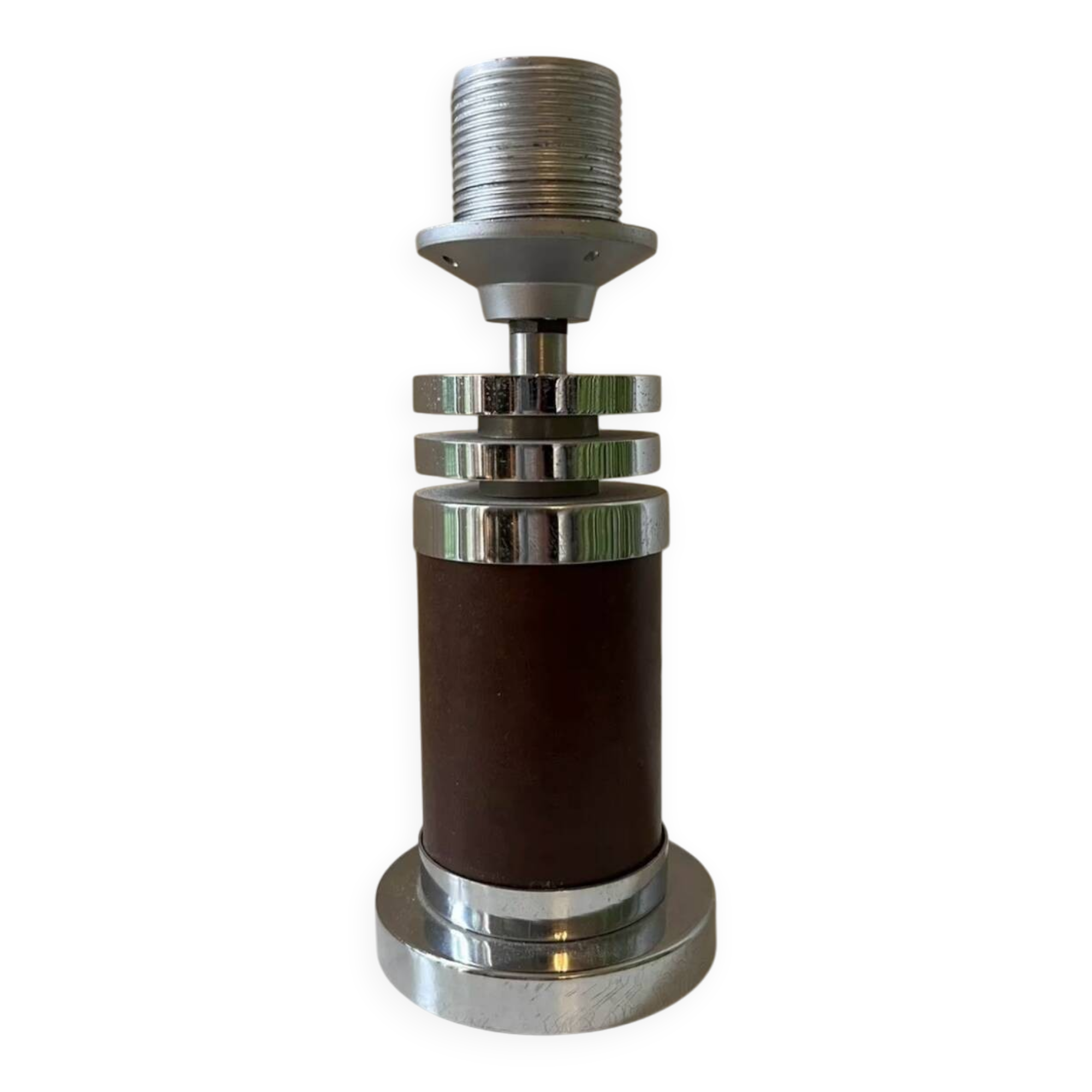 Vintage Chrome and Leatherette Lamp Base Roche Bobois 1975