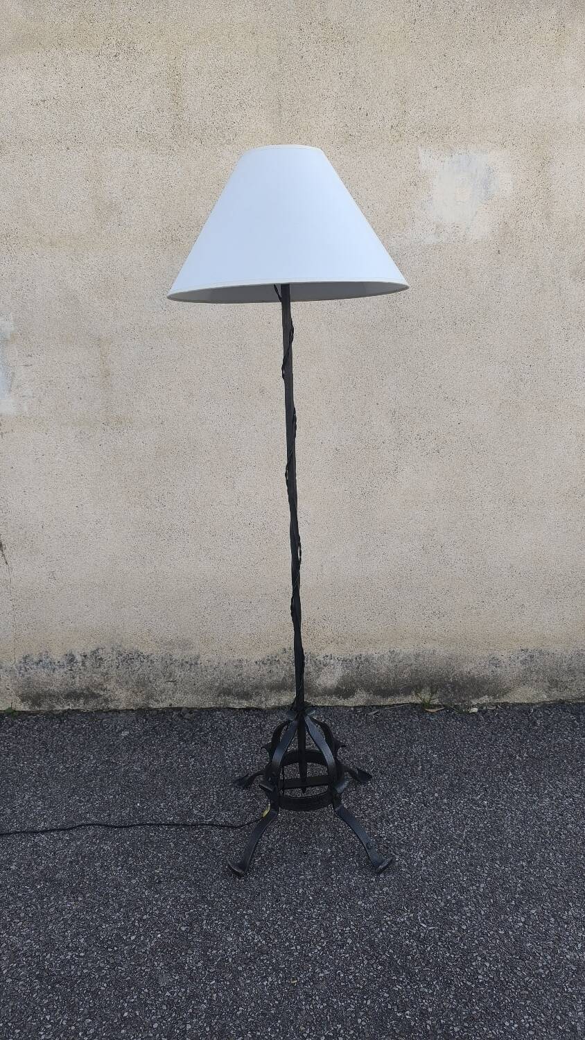 Brutalist wrought iron floor lamp