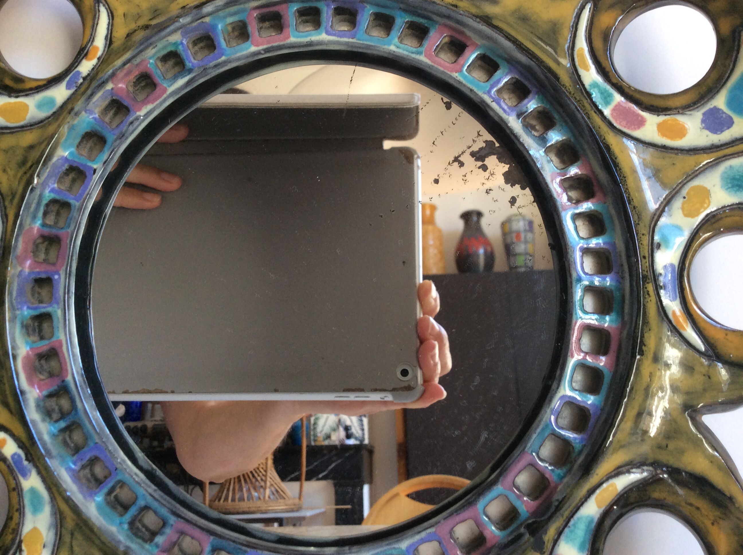 Ceramic mirror from the 1960s 32cm