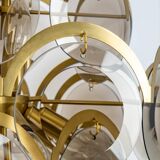 Vistosi Disc Chandelier in Smoked Glass, Italy, 1960s