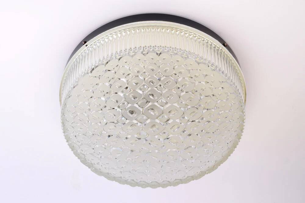 Atomic Age Glass Ceiling Light by Wila