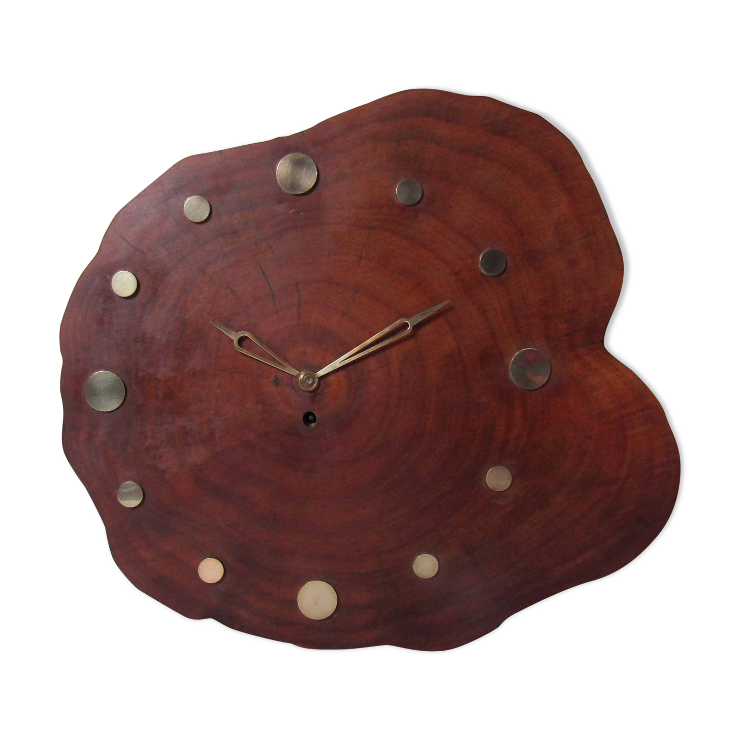 Horloge murale bois et laiton vintage à clef clée