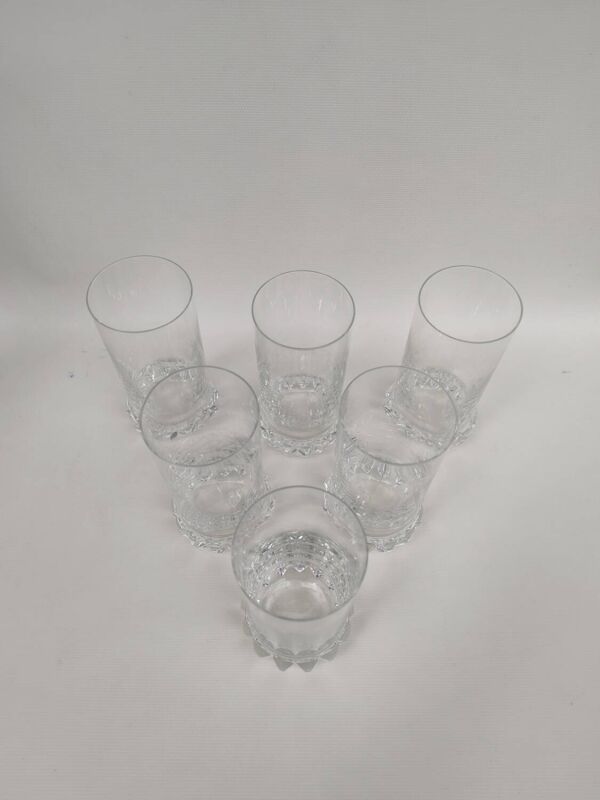 6 verres à orangeade, eau en cristal, années 70