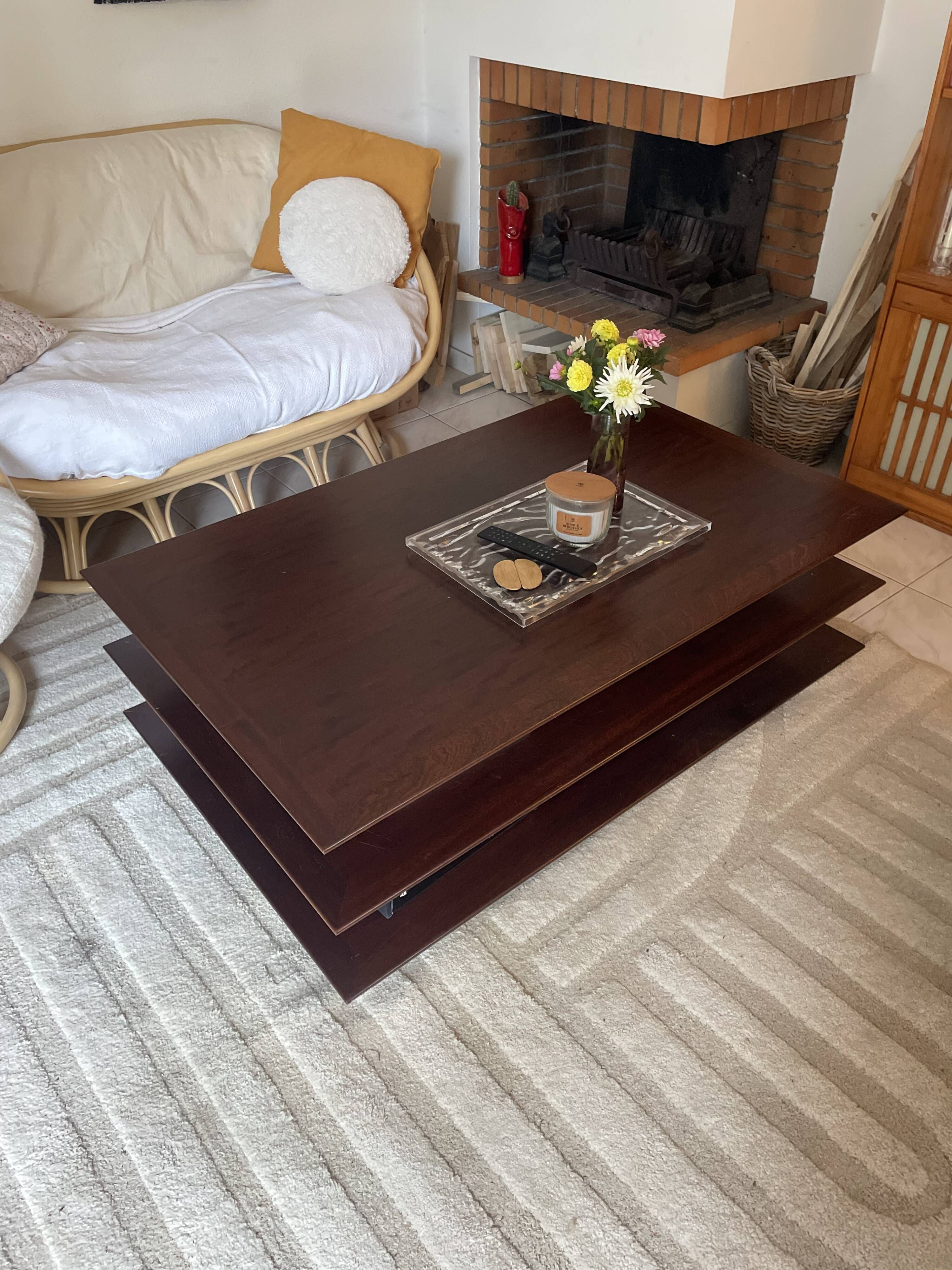 Dark wood coffee table David Lange