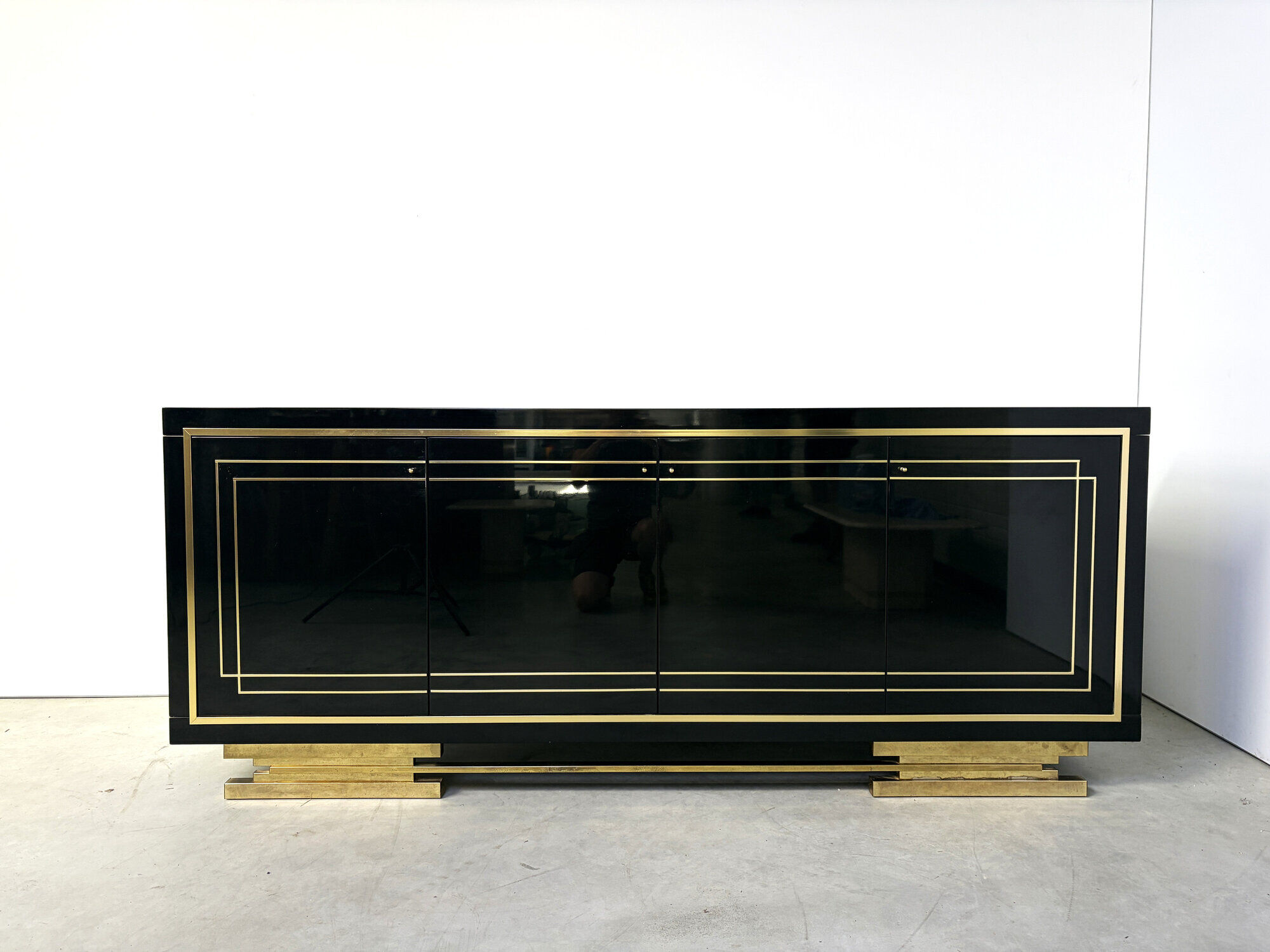 Vintage brass and lacquer sideboard, 1980s
