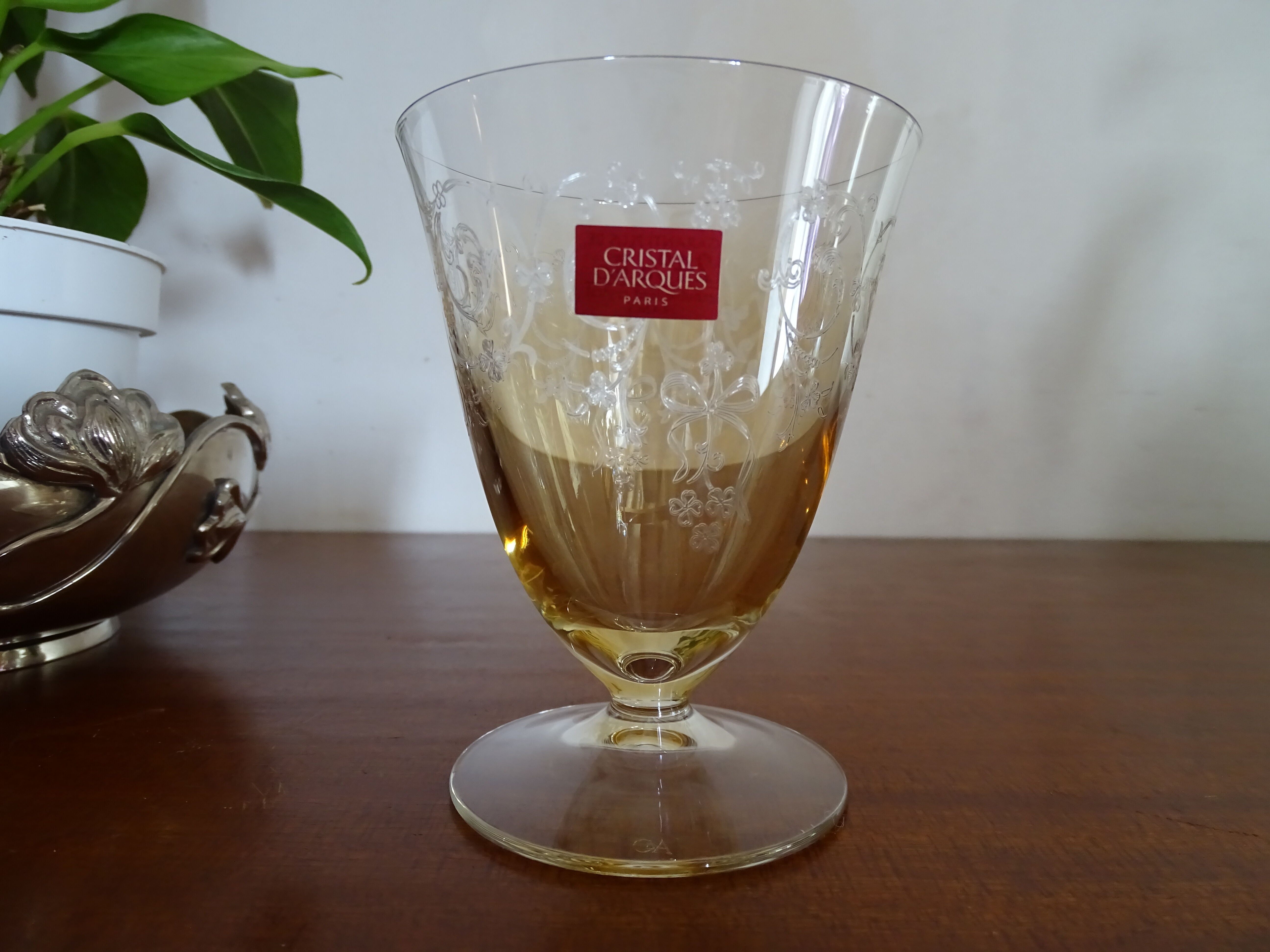 4 glasses with crystal water of Arques engraved colored - Calicia - 25 cl