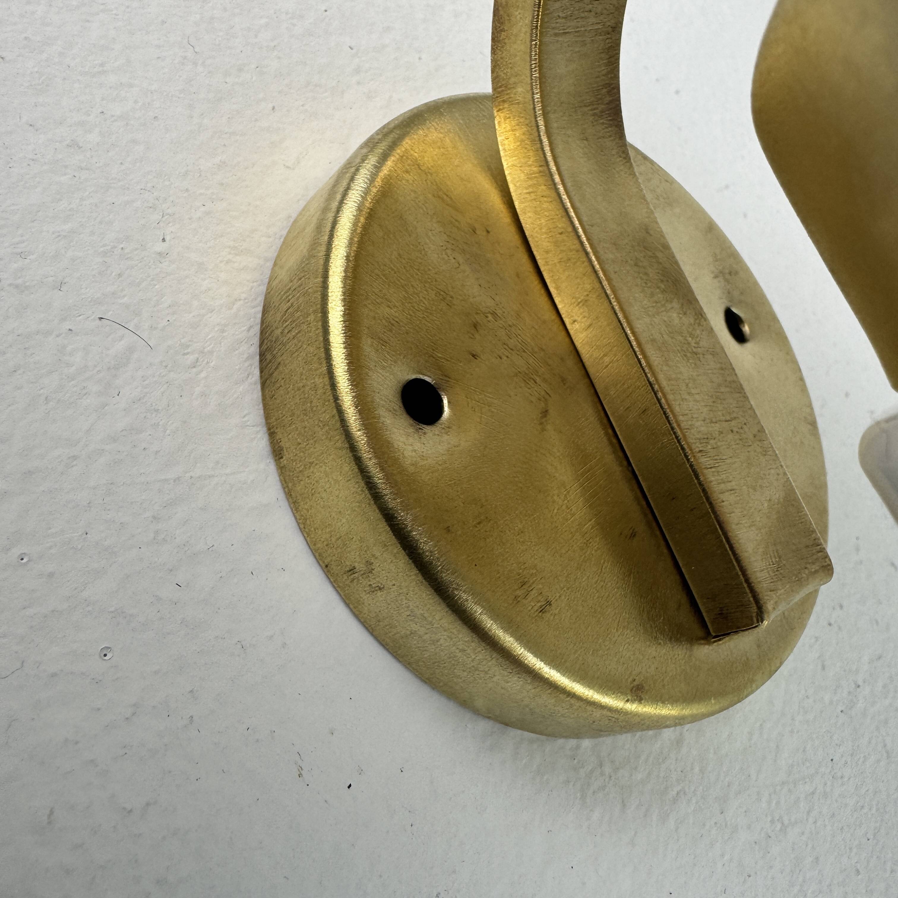 Antique small brass & opaline vintage wall sconce