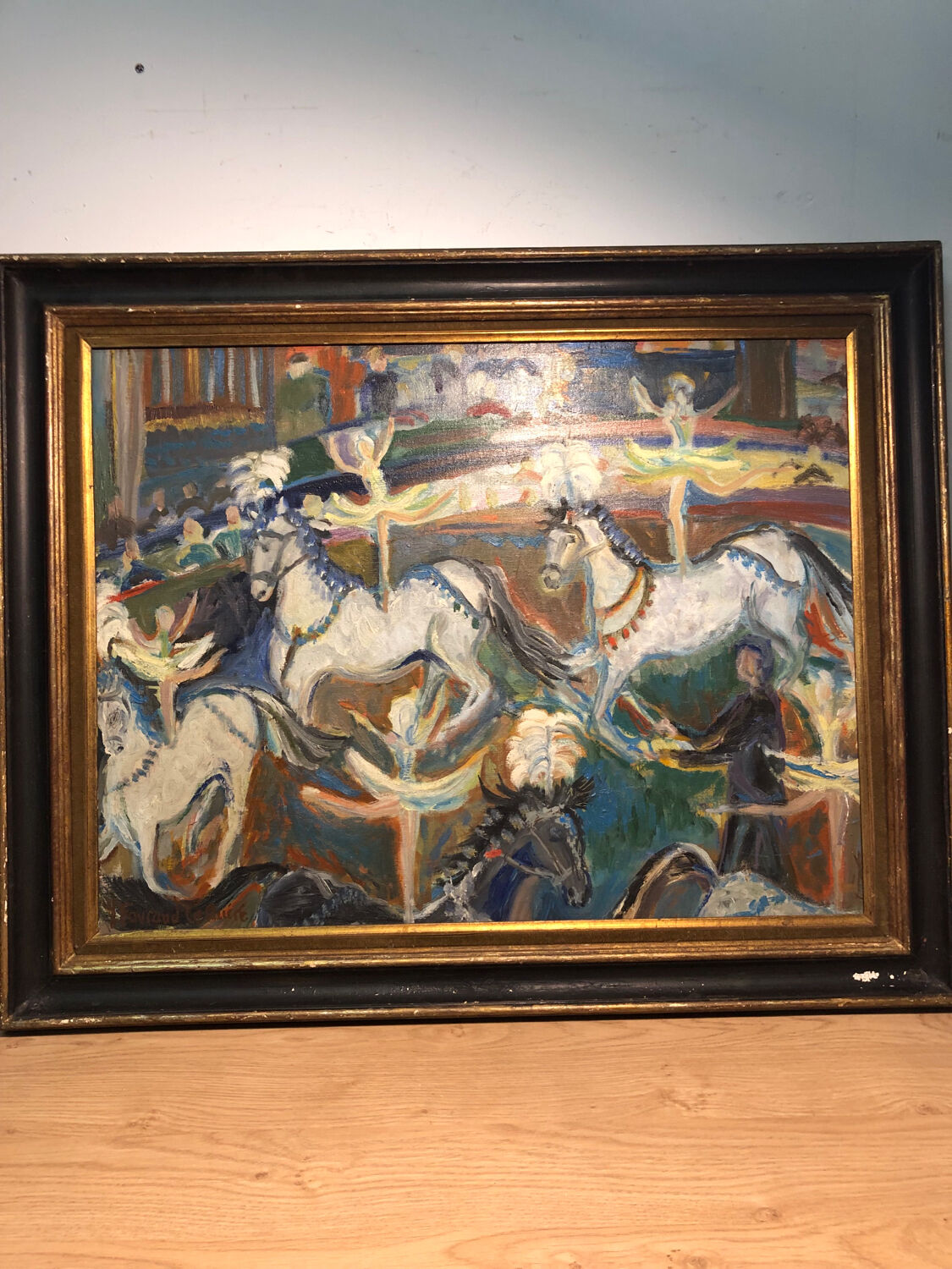 Painting Oil on Canvas Fauvism Circus Horse Dancer Circa 1960