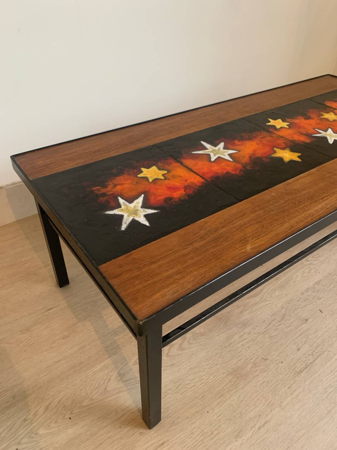 Teak and lava stone coffee table