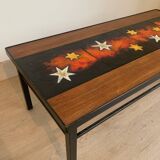 Table basse en teck et pierre de lave