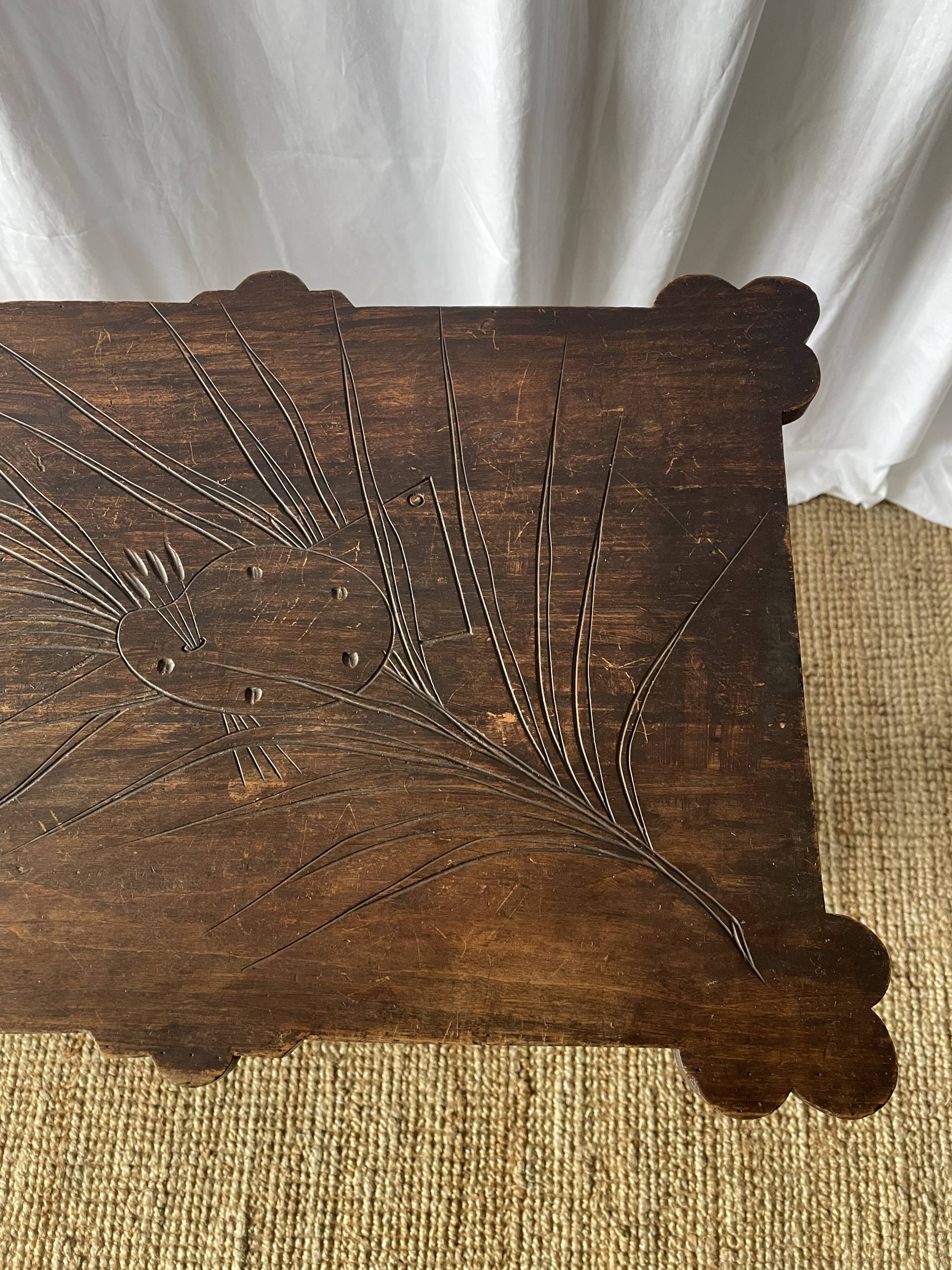 Elegant Art Nouveau side table in walnut, France early 20th century.