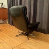 Leather swivel armchair, Denmark, 1960s