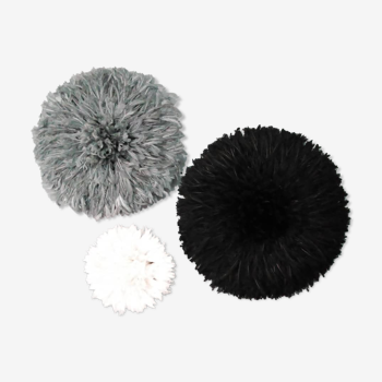 Set of 3 juju hats black gray and white