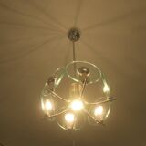 Silver plated chandelier with six crystal glass discs, Italy 1960s