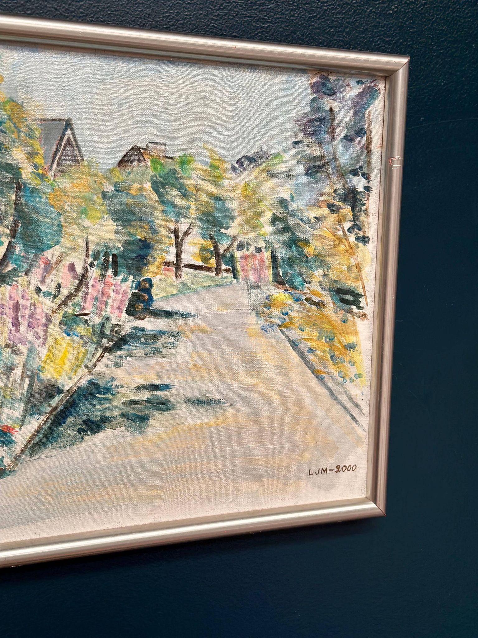 Original Swedish Oil On Canvas – “Landscape” By Lena Jenny Malmajo – Dated 2000 – Vintage & Framed