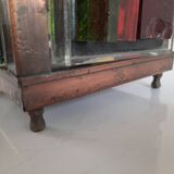 Copper lantern table lamp and 60s multicolored glasses