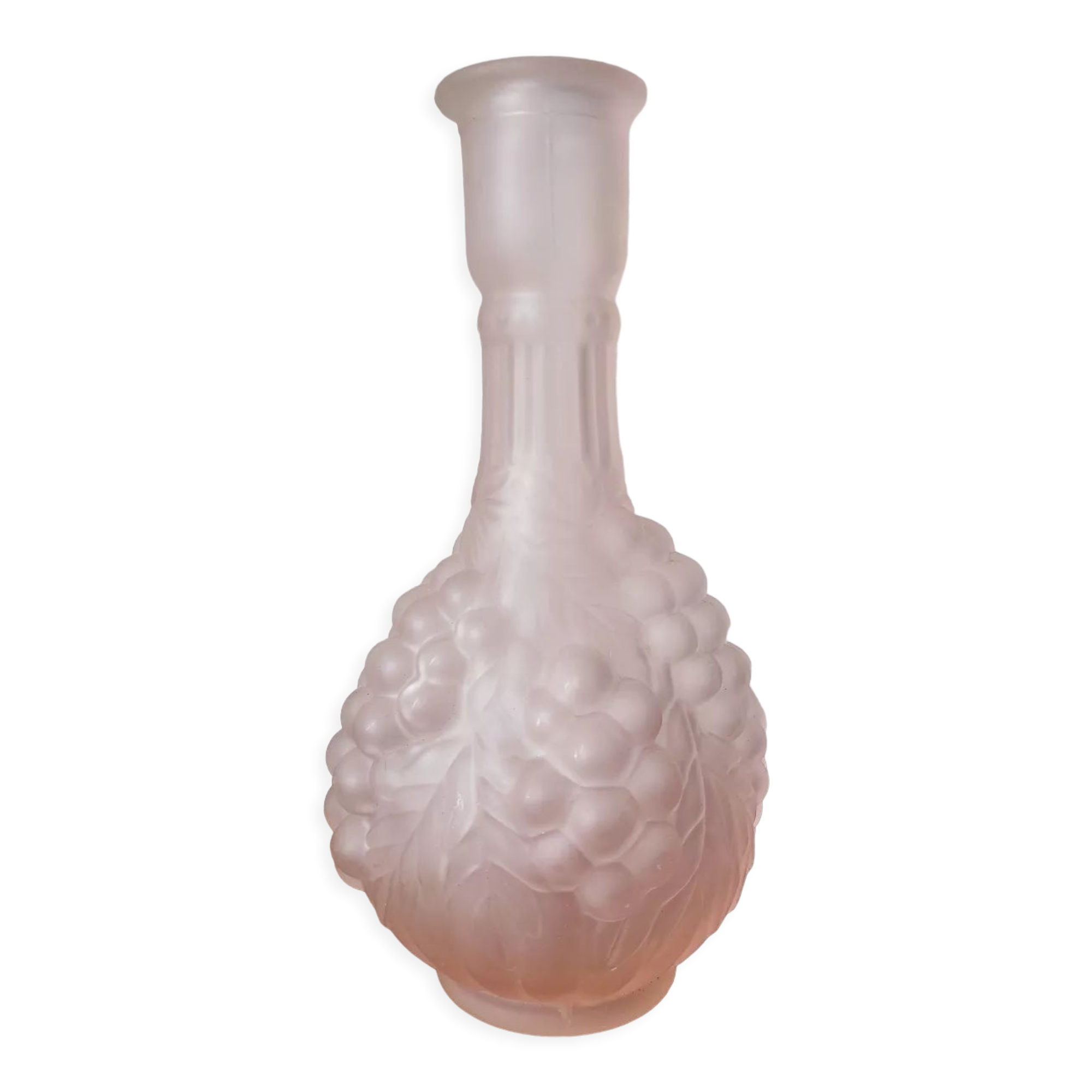 Pink frosted glass soliflore vase