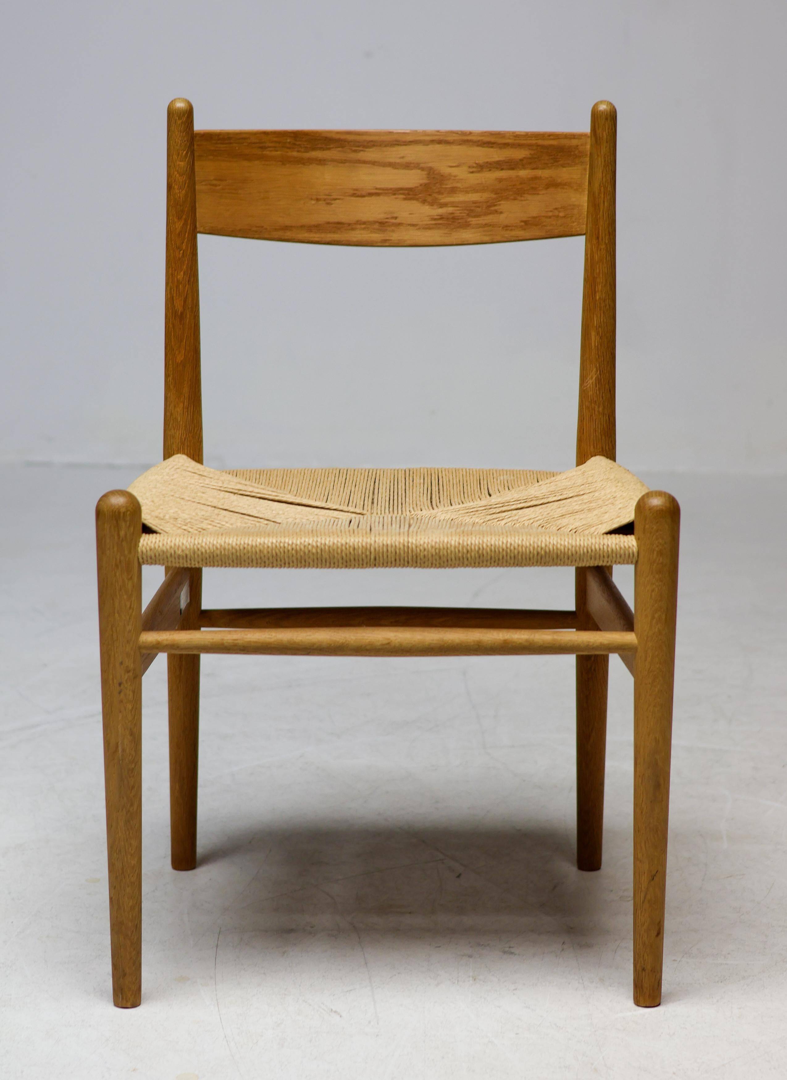 CH36 dining chair, matched, in soap-treated oak by Hans J. Wegner for Carl Hansen.