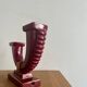 Art Deco red ceramic double candle holder