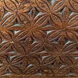 Old wooden chest with carved rosettes regionalism folk art