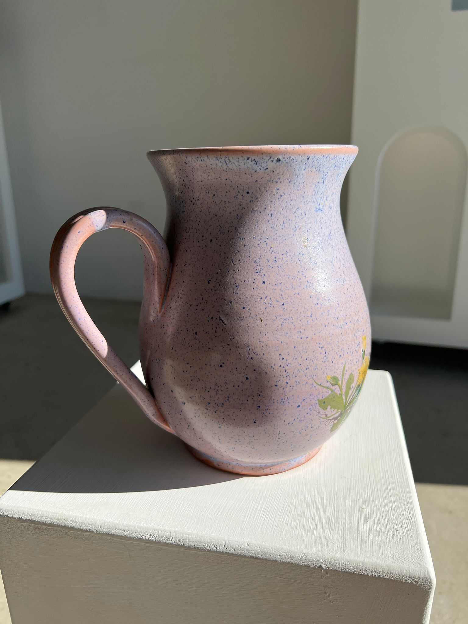 Vintage purple carafe with field flower patterns H:20cm