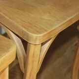 Set of 8 classic Baumann chairs 1950 light beech