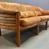 Teak and leather sofa scandinavian design 1960