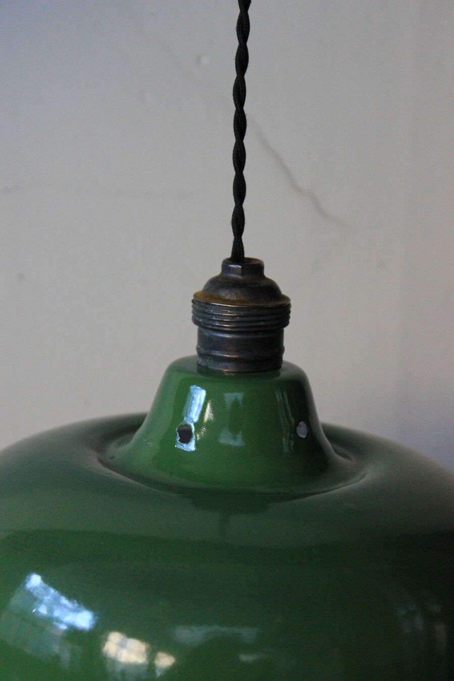 Abat jour emaillé lampe industrielle vert bouteille