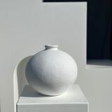 Handcrafted terracotta ball vase painted white H:24 D:26