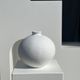 Handcrafted terracotta ball vase painted white H:24 D:26