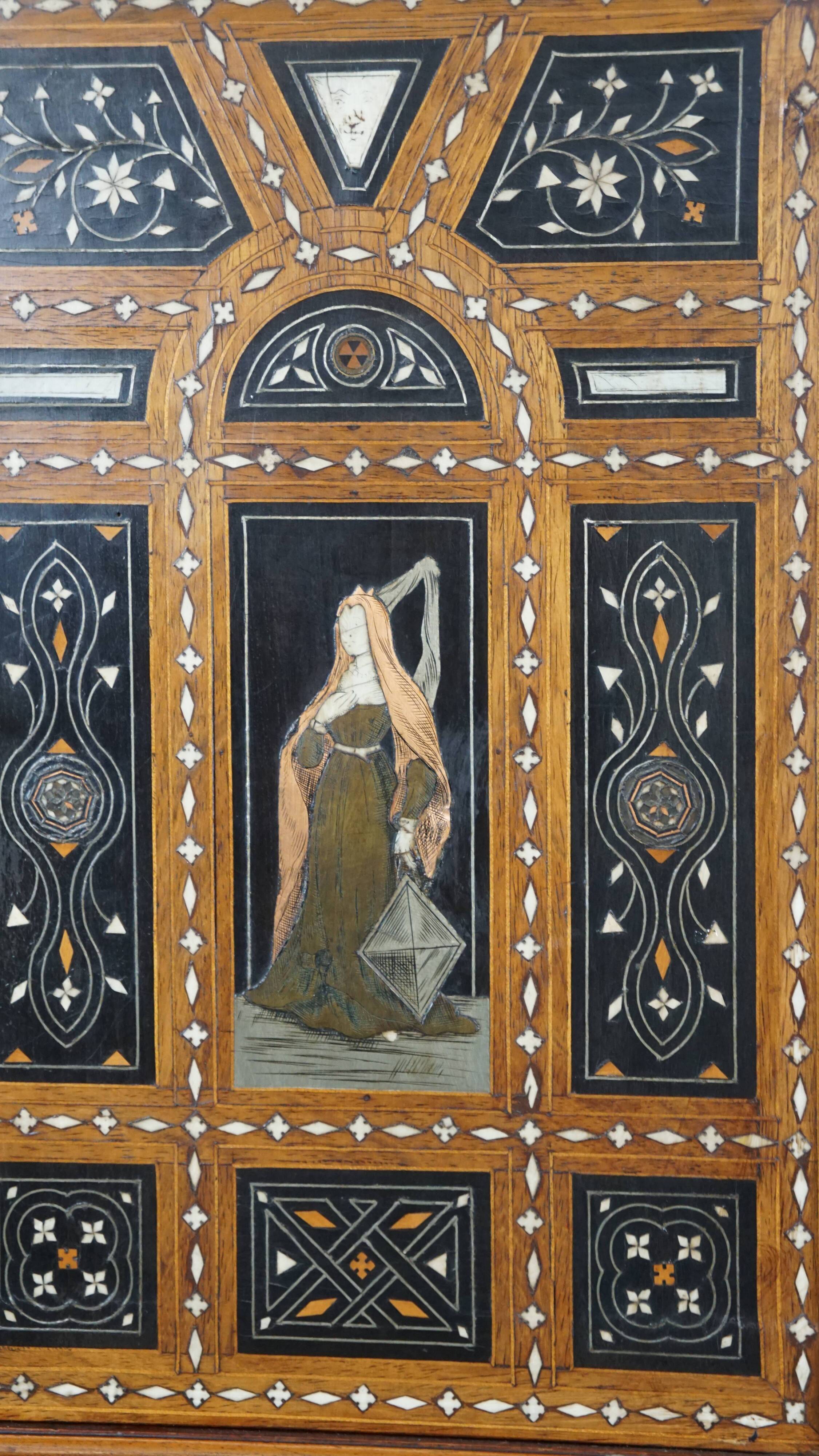 Inlaid antique Italian secretary in Moorish style, circa 1860