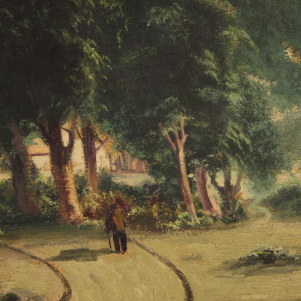 Italian countryside landscape painting oil on canvas from 20th century