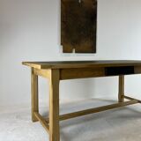 Oak farmhouse table, black top