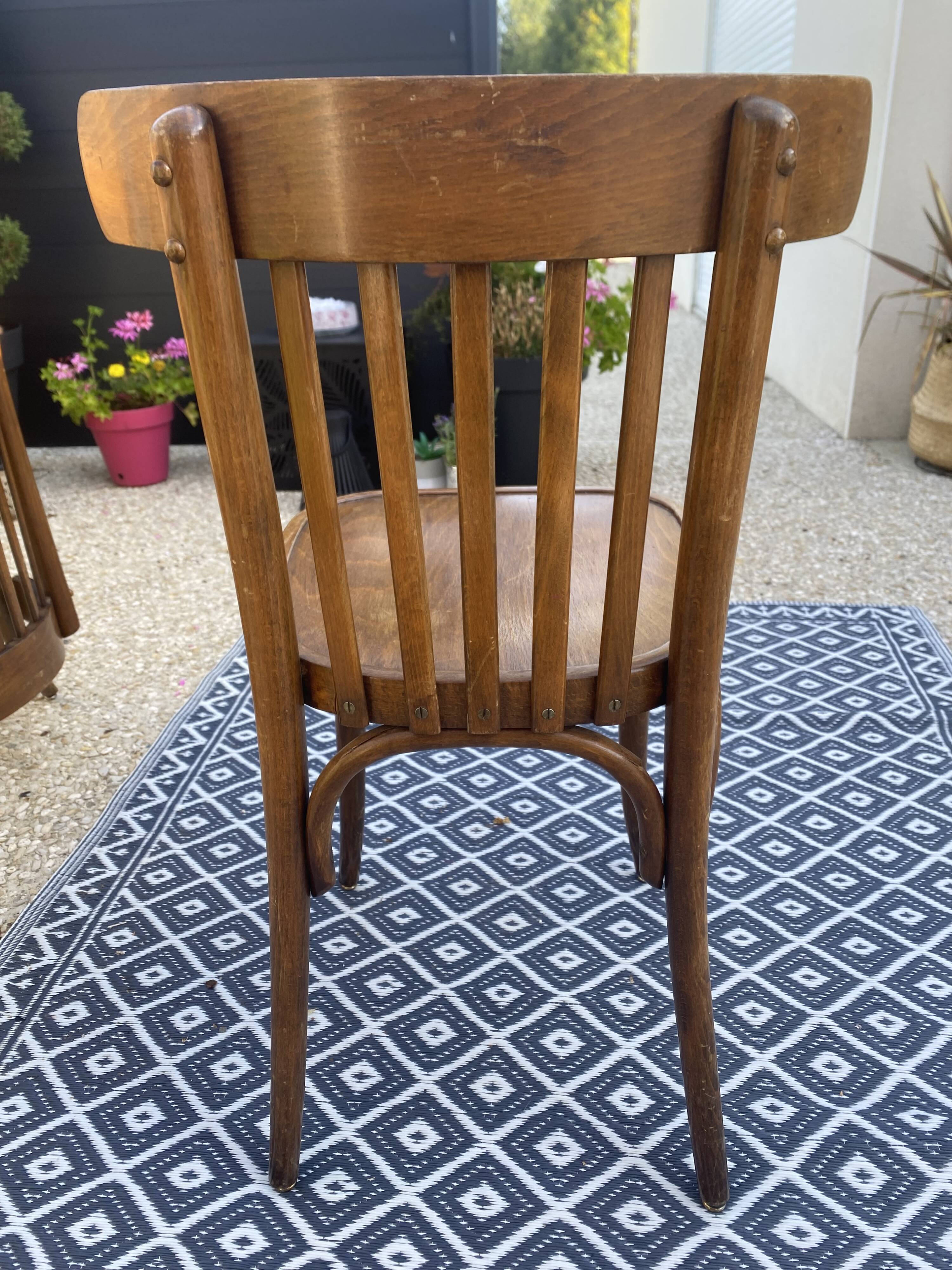 Ensemble de 8 chaises bistrot style Baumann bois courbé Annee 50/60