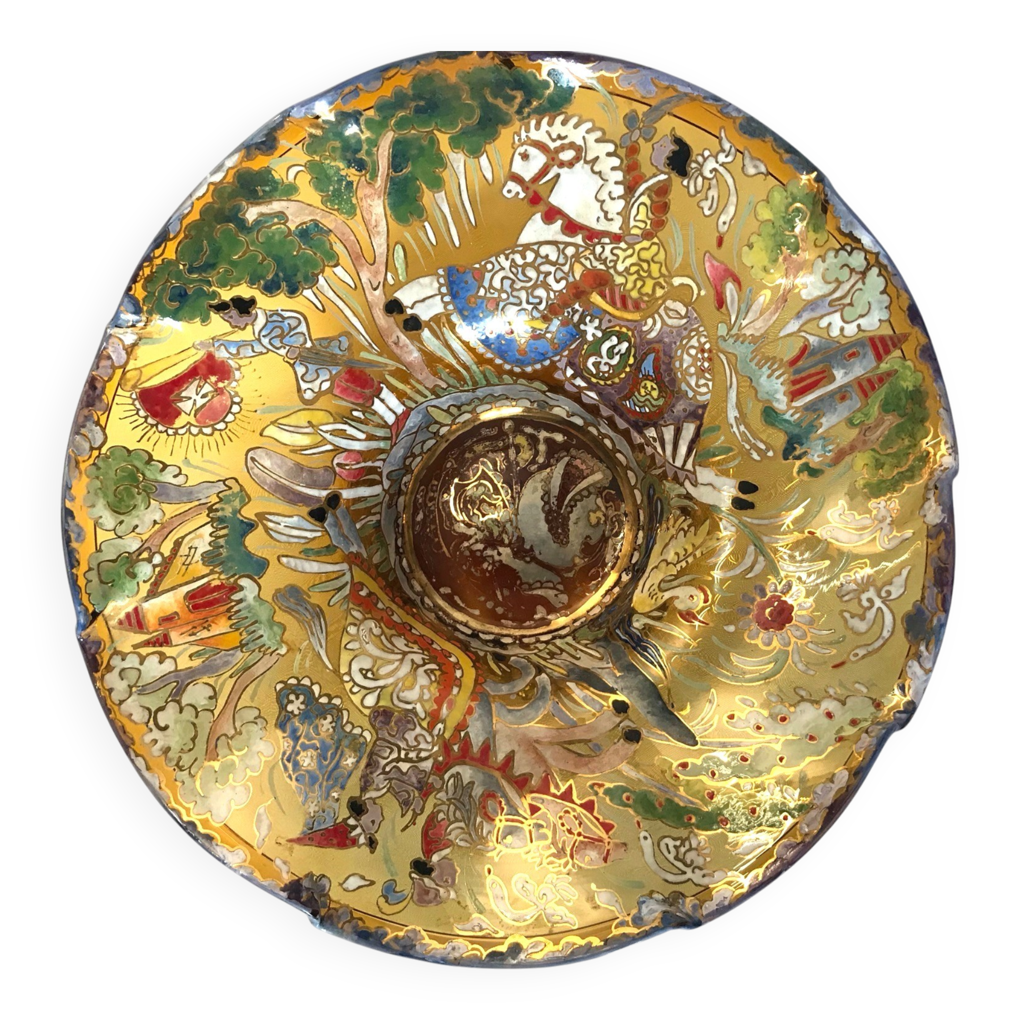 Royo Cortes, enameled glass cup with medieval decoration circa 1900
