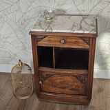 Art Deco bedside table in walnut and marble