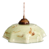 Art Deco suspension in marbled green opaline, 1920-30