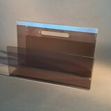 Smoked plexiglass magazine rack, Michel Dumas 1970.