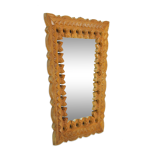 Miroir en bois sculpté à la main, Tchécoslovaquie 1950