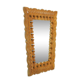 Wall mirror with hand carved wooden frame, Czechoslovakia 1950s