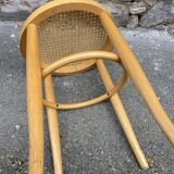 vintage curved wooden stool