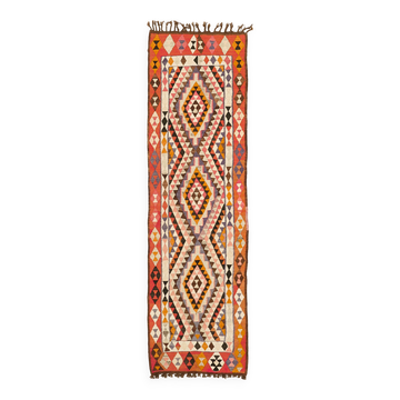 Turkish Handwoven Vintage Herki Kilim 92 cm x 292 cm