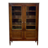 Louis XVI style bookcase in mahogany and marble top from the 70s
