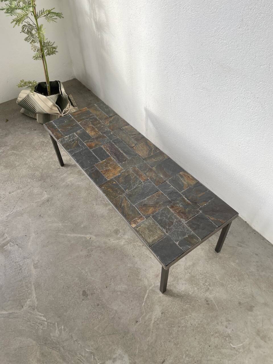 1950s slate coffee table