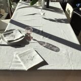 GR embroidered rectangle tablecloth with 7 matching damask towels