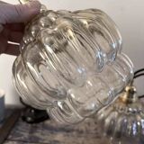 Set of two amber glass pendant lights