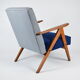 Original armchair compas, pied de poule, blue velvet, 1960s, restored